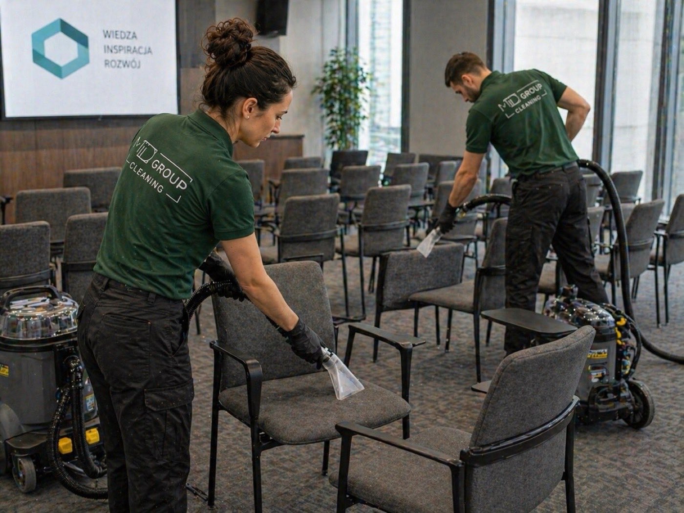 Zespół MD Group Cleaning w sali konferencyjnej biura